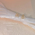 Mini Gold Open Butterfly Stud Earrings Clear Crystal view 4