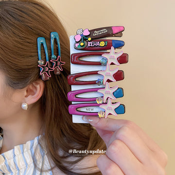 Acrylic Star Letter Snap Duckbill Hair Clip Pair 4 Styles