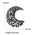 Black Gunmetal Rhinestone Crescent Moon Brooch Pin view 4