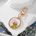 Gold Tone Geometric Pressed Flower Resin Clip Keychains view 2