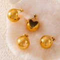 Gold Silver Hollow Dome Ball Stud Earrings Polished Metal view 4