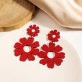Matte Hollow Flower Double Layer Dangle Earrings Trio view 6