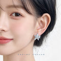 Silver-Tone Asymmetric Blue Enamel Starfish Shell Studs view 2