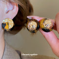 Tortoiseshell Round Stud Earrings With Gold Accents view 2
