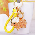 Jeweled Lamb Keychain with Gold Tone Hardware and Crystal Accents view 1