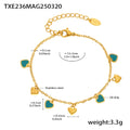 Gold Steel Heart Enamel Charm Necklace And Bracelet Set view 6