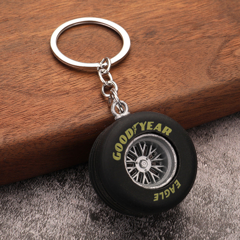 Car Tire Wheel Rim Model PVC Keychain Hanging Accessory