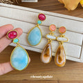 Color Block Resin Teardrop Earrings in Two Designs view 2