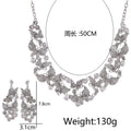 Silver Tone Butterfly Crystal Metal Necklace and Earring Set view 2