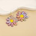 Six Color Woven Large Daisy Statement Hook Earrings view 2