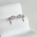 Silver Planet Pink CZ Star Charm Stud Earrings Pair view 6