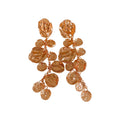 Textured Gold Tone Organic Disc Drop Stud Earrings view 5