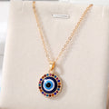 Gold and Silver Tone Crystal Rim Evil Eye Pendant Necklaces view 3