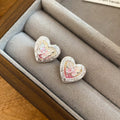 Silver Tone Heart And Open Flower Stud Earrings In Two Styles view 6