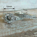 White Metal Round Halo Clear Stone Two-Piece Ring Set Alloy view 4