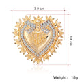 Gold Tone Silver Tone Heart Crystal Metal Brooch Pin view 2