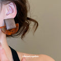 Brown Wood and Tortoiseshell Crescent Square Drop Earrings view 3