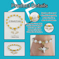 White And Gold Tone Cross Bead Bracelet With Winged Cross Charm view 2