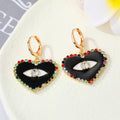 Gold Tone Ornate Crystal Evil Eye Huggie Drop Earrings in Seven Designs view 3