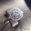 Square Crystal Double Halo Ring With Slim Band in Silver Tone view 5