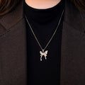 Gold Crystal Butterfly Pendant Necklace Decorative Jewelry view 2