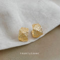 Gold Textured Geometric Chunky Huggie Hoop Earrings Pair view 3