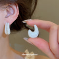 Pastel Curved Resin Stud Earrings Fashion Jewelry Accessories view 3