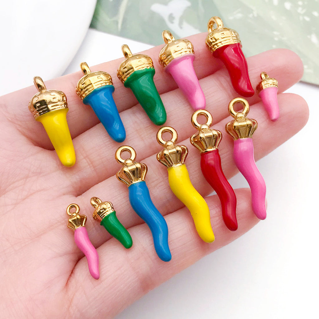 Stainless Steel Enamel Red Chili Pepper charm pendant for DIY earring bag decoration
