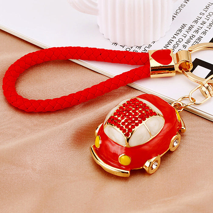 Jeweled Beetle Car Keychains With Color and Wrist Strap Options