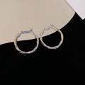 Irregular Textured Hoop Earrings in Gold and Silver Tones view 7