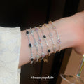 Oval Crystal Slider Bracelet In Clear Black Or Pink And Two Tones view 2