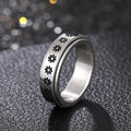 Steel Flower Spinner Ring Black Daisy Motif Sizes 6-13 view 3