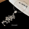 Silver Tone Teardrop Cluster Tassel Necklace Fashion Jewelry view 2
