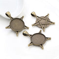 Star Shaped Cabochon Pendant Trays in Bronze and Silver view 3