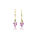 Gold Teardrop Crystal Drop Earrings Green and Purple view 5