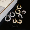 Crystal Pave U Shaped Hoop Earrings in Gold and Silver view 3