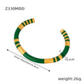 Gold Green Beige Open Enamel Bamboo Segment Cuff Bangles view 6