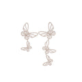 Silver Butterfly Mismatched Earrings With Crystal Accents view 5