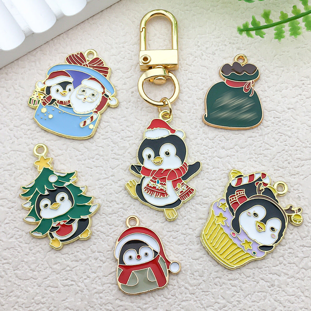 Zinc Alloy Christmas Penguin Tree Santa Charm Pendant for DIY Earring Keychain Jewelry