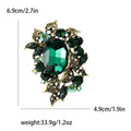 Antique Leaf Cluster Brooch With Large Oval Crystal in Four Colors view 7
