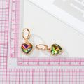 Gold Tone Faceted Crystal Butterfly and Heart Huggie Earrings view 2