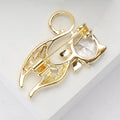 Crystal Cat Brooch Clear Oval Head Bow Gold or Silver view 3