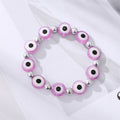 Silver Tone Round Evil Eye Beaded Stretch Bracelets view 4