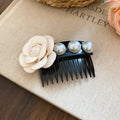 Fabric Rose Pearl Black Comb Hair Pins Three Colors view 6