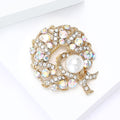 Crystal Tree Wreath Brooch With Large Pearl Center view 4