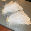 White Feather Hair Clip With Large Pearl Like Center Accent view 4