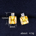 Pink Yellow Square Gem Necklace Stud Earring Options view 4