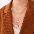 Triple Layer Gold Necklace Carpe Diem Coin Pendant Set view 6
