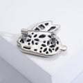 Abalone Shell Rabbit Brooch Red Eye White K Metal Pin view 4