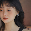 Silver Tone Crystal Firework and Star Drop Stud Earrings view 2